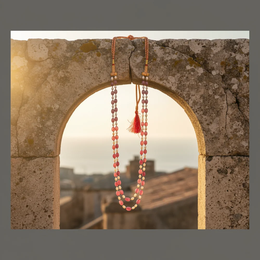 Ruby, Pyrite & Pearl Royale Necklace image 3